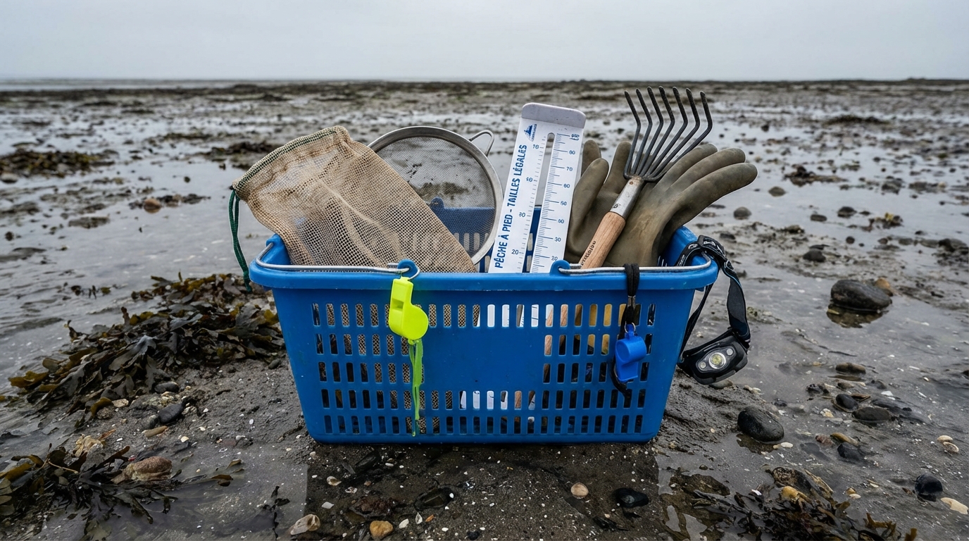 découvrez l'équipement de pêche à pied essentiel à avoir dans son panier pour une sortie réussie et en toute sécurité.